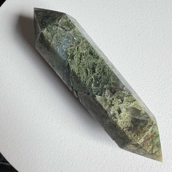 Moss Agate Crystal Double Terminated‎ Point (#3) - Picture 10 of 13